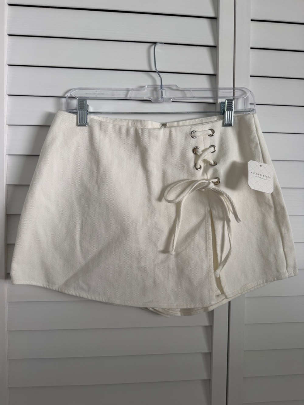 Altar'd State Cream Lace-Up A-Line Skort